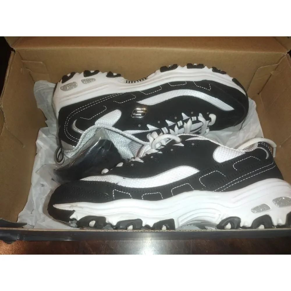 Skechers Wide Fit Black Dlites Shoe Women Sport Comfort Casual Memory Foam 11930